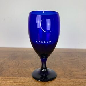 Libbey Wine Glass Cobalt Blue Apollo Crescent Moon Vintage Celestial Dark